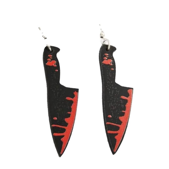 Earrings, Bloody Knives #2, NIP, Horror Accessory - Picture 1 of 7